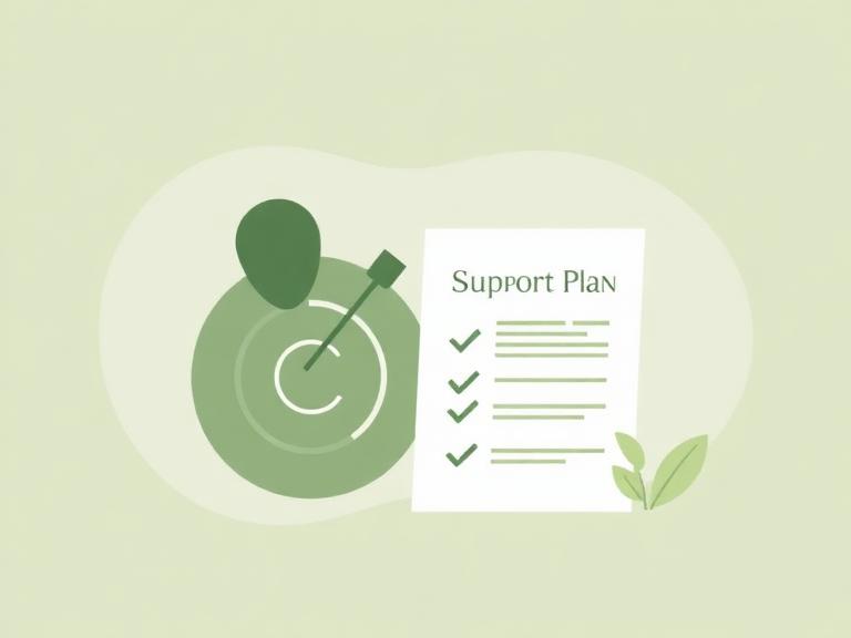 Illustration of a support plan document with a target